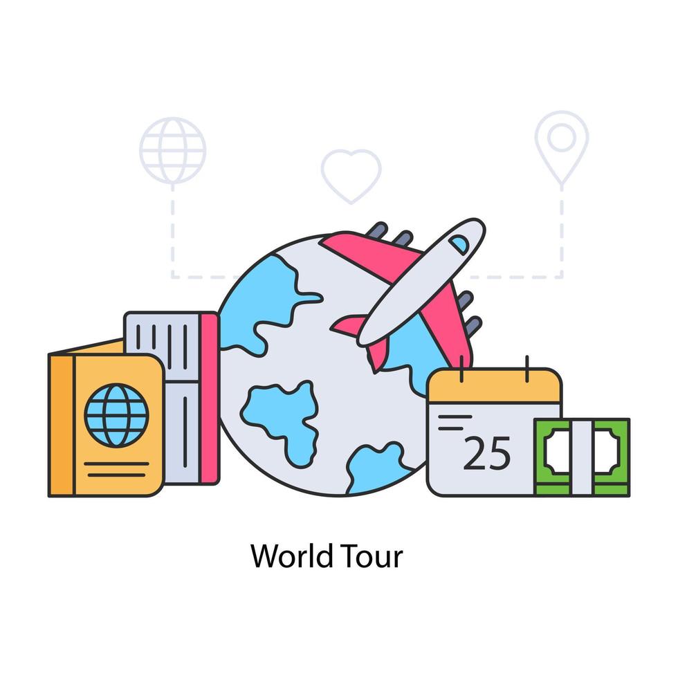 una perfecta ilustración de diseño de la gira mundial. vector