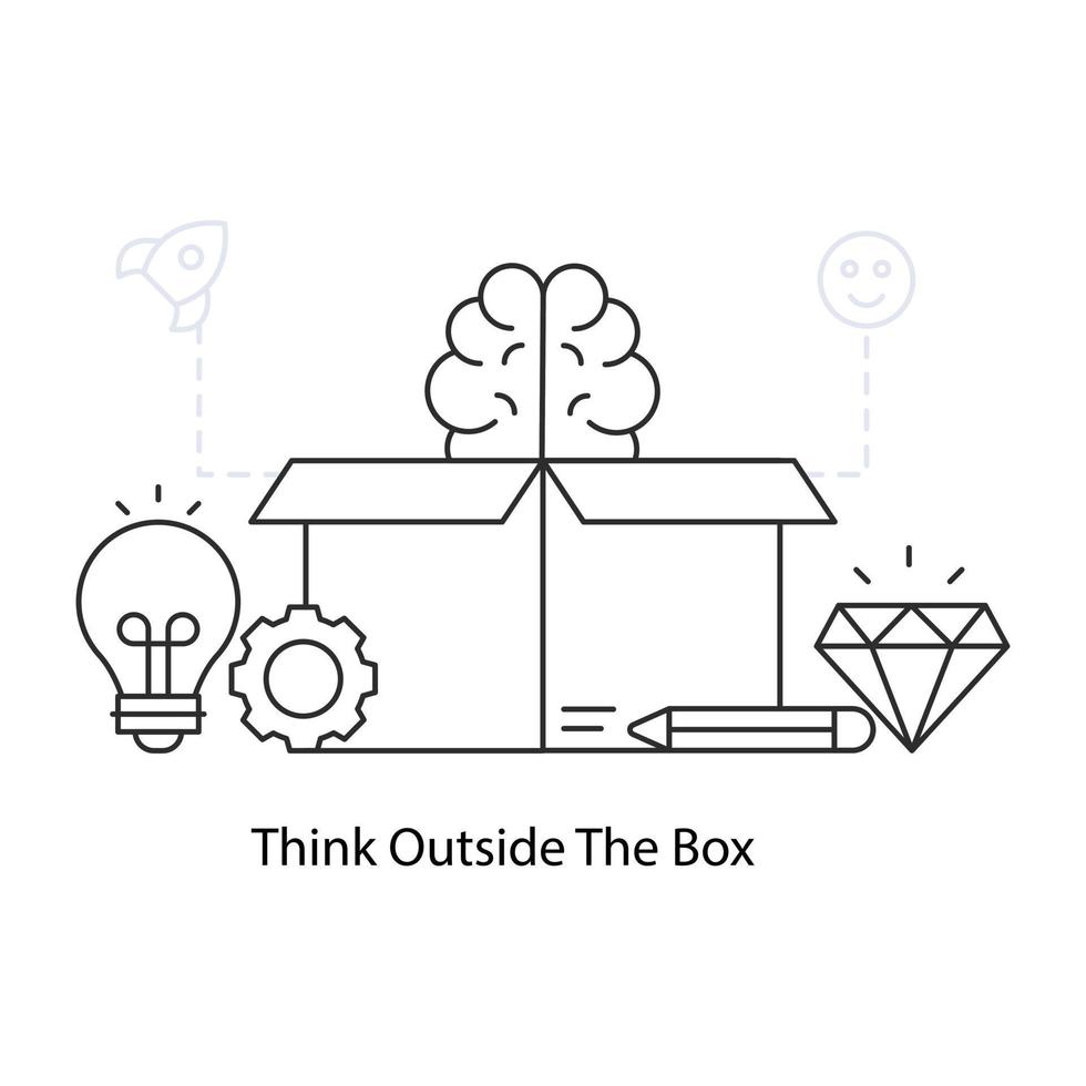 Think outside the box illustration, editable vector