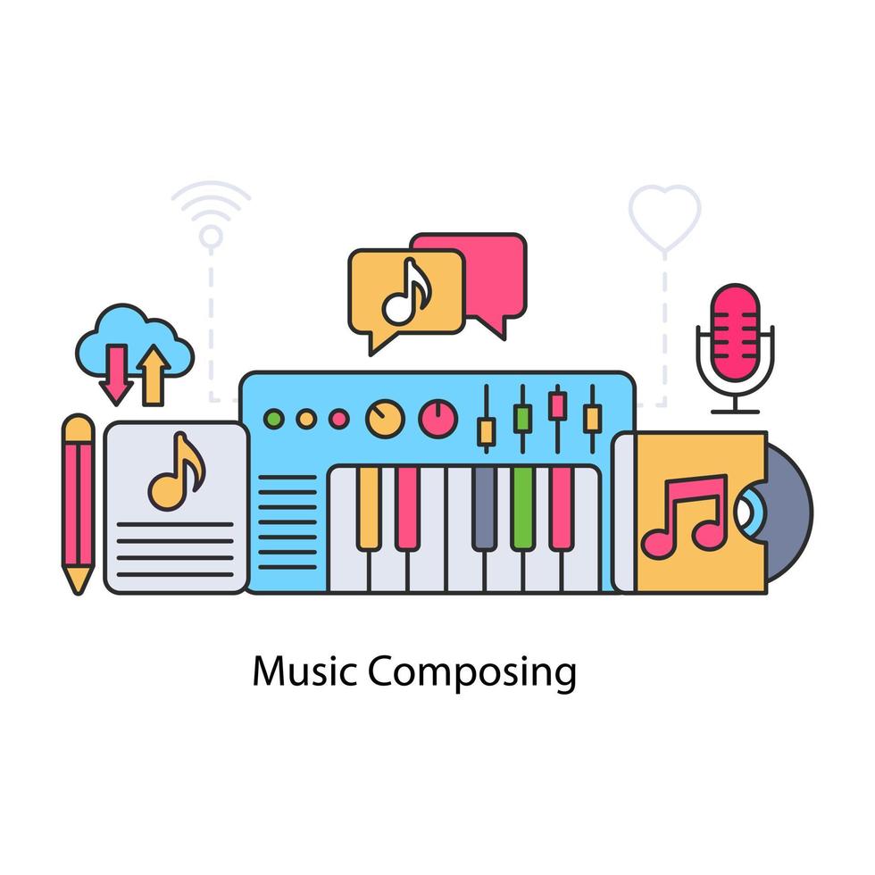 una ilustración de diseño creativo de composición musical. vector