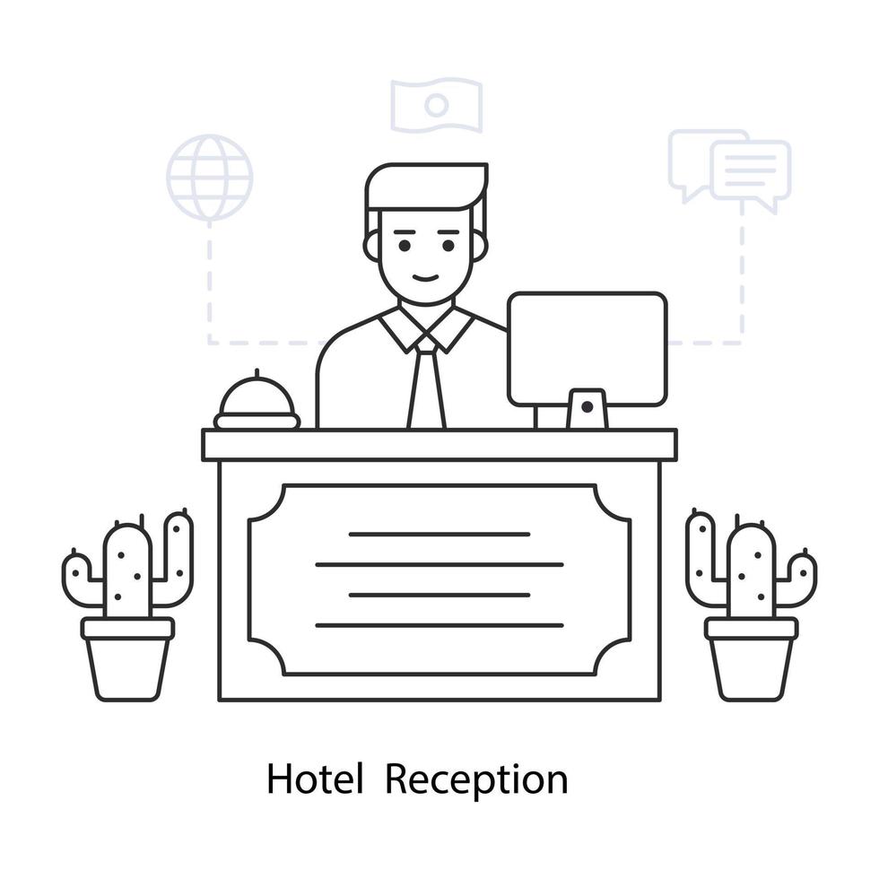 ilustración de la recepción del hotel, vector editable