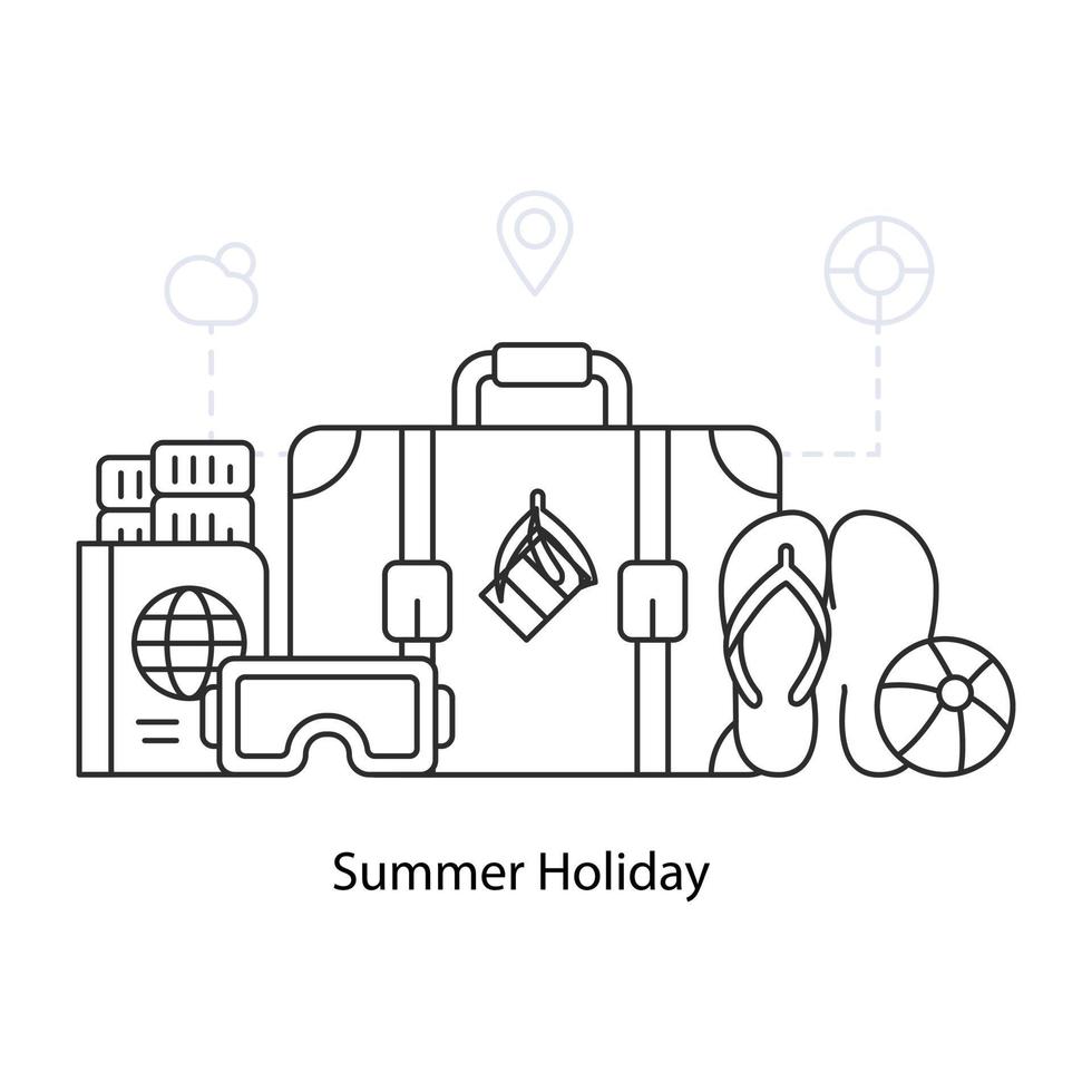 una ilustración de diseño lineal de vacaciones de verano vector