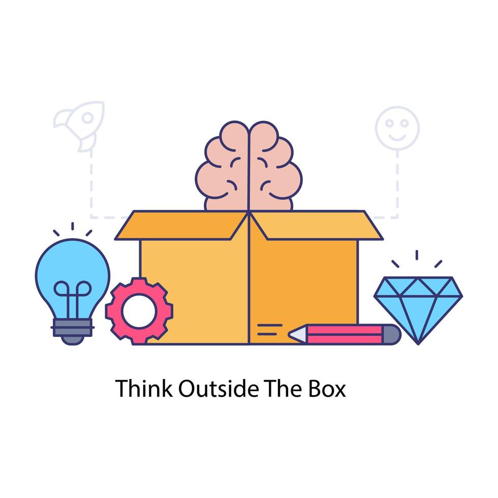 Think outside the box illustration, editable vector