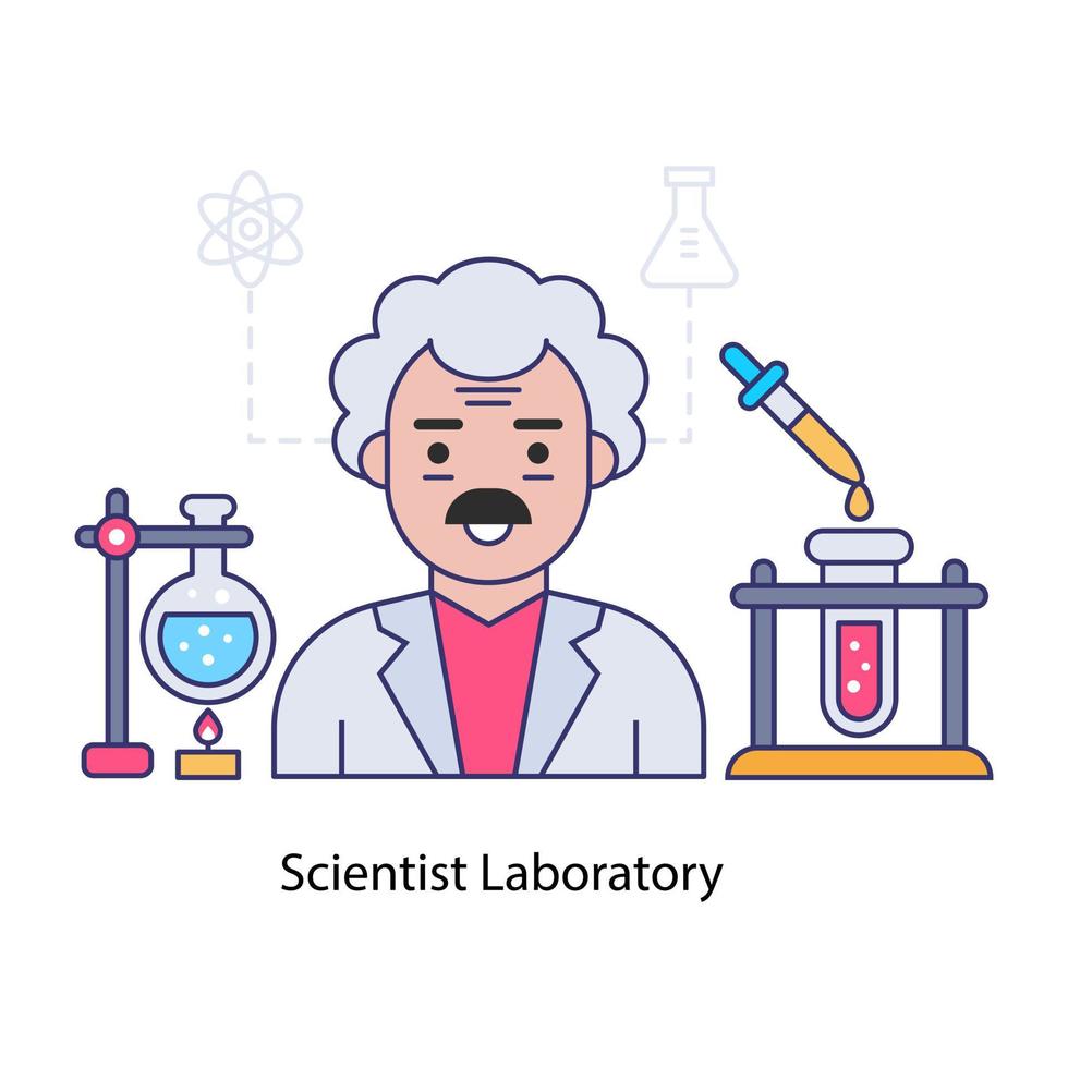 Ilustración de laboratorio científico en diseño plano vector
