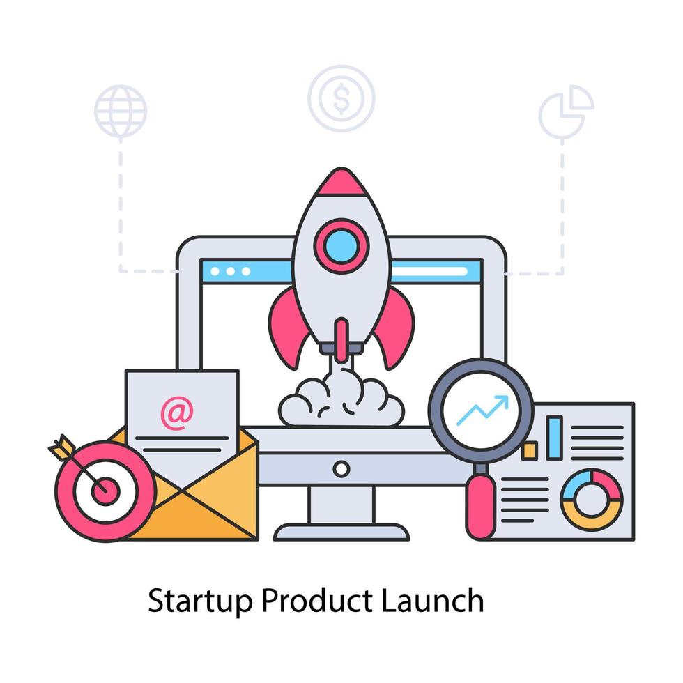 Project launch illustration, editable vector