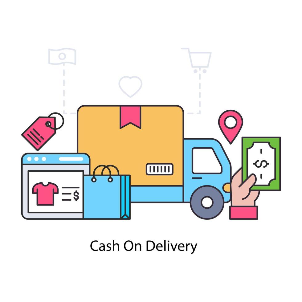 Perfect design illustration of cash on delivery vector