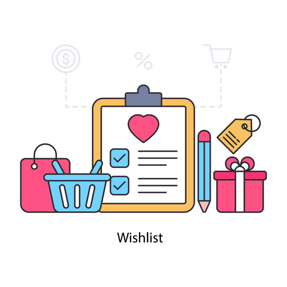 A unique design illustration of wishlist vector