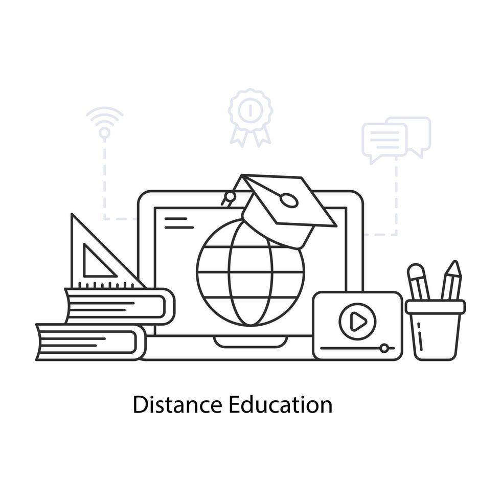 An illustration design of distance education vector