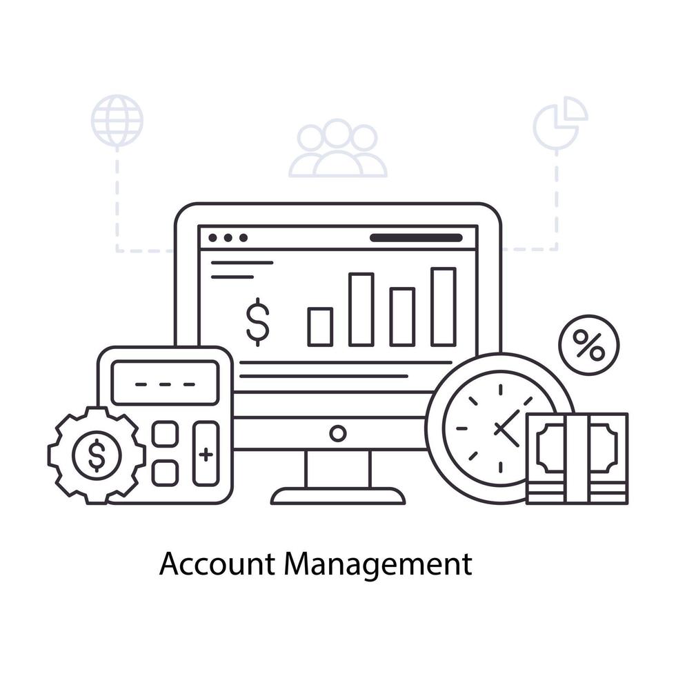 Account management illustration in trendy design vector