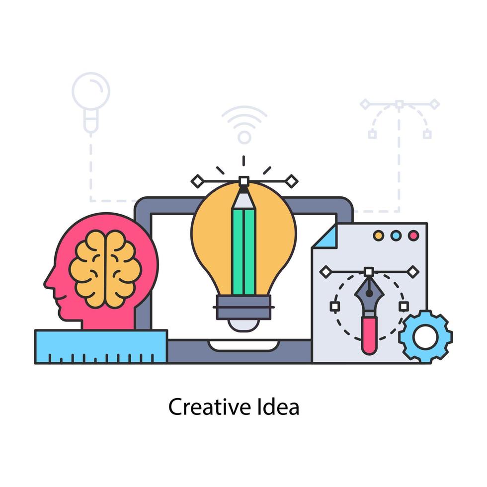 Lápiz dentro de la bombilla que muestra el concepto de idea creativa vector