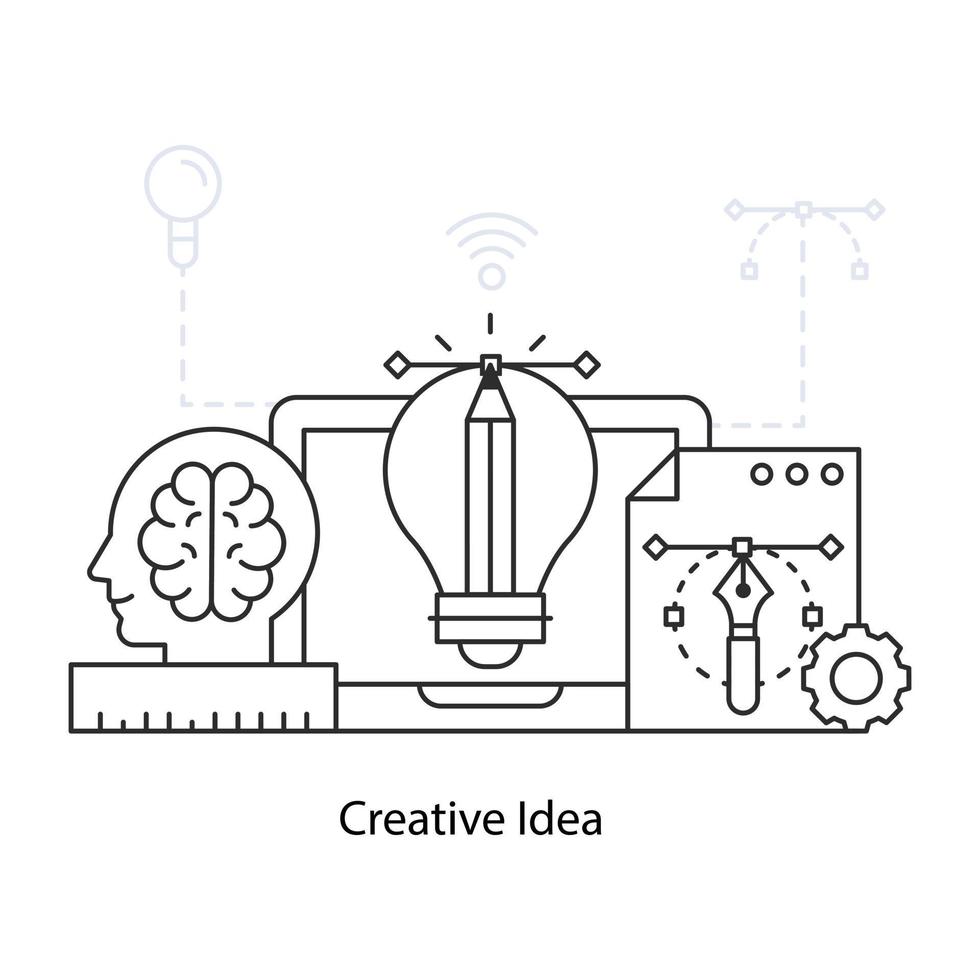 Pencil inside light bulb showing concept of creative idea vector