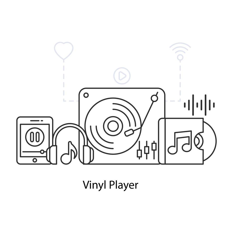 una ilustración de reproductor de vinilo retro, diseño vectorial de tocadiscos vector