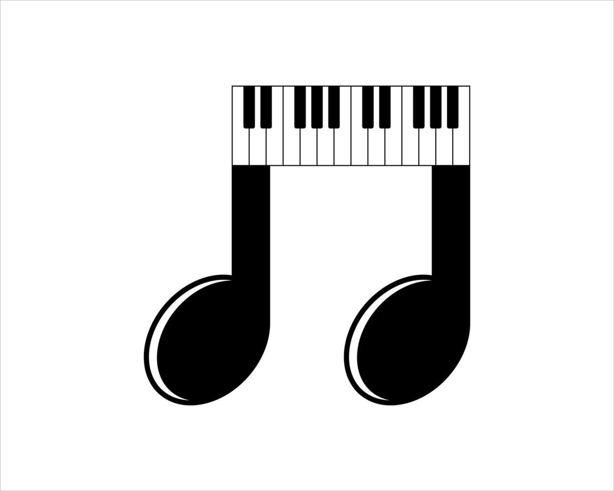 combinación de piano con nota musical vector