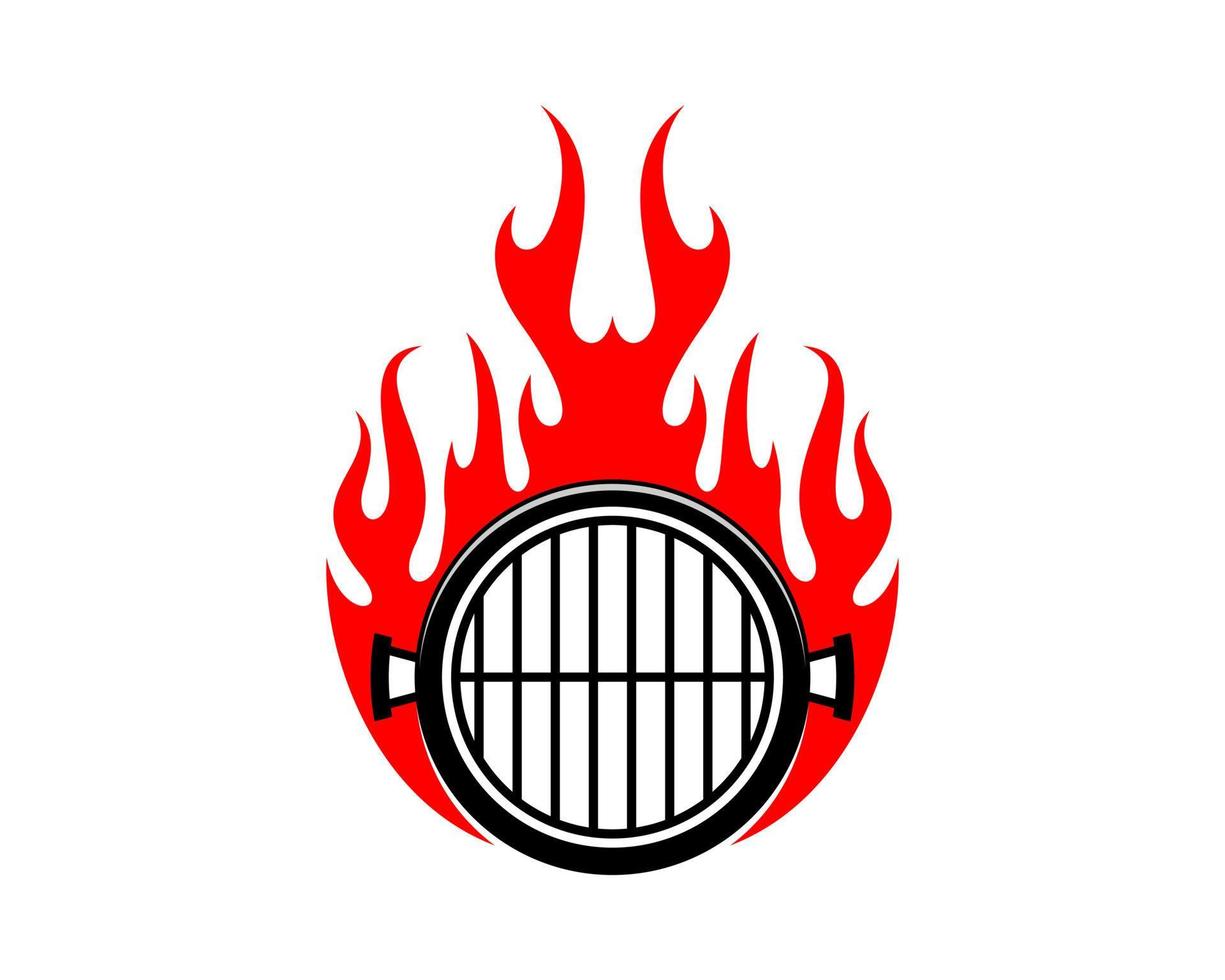 Grill pan fire flame logo vector