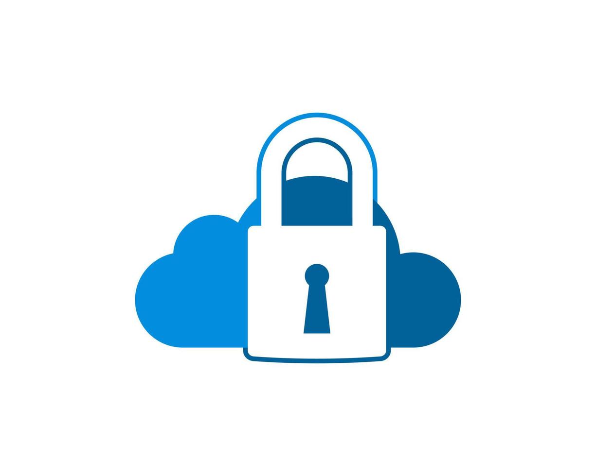 Simple cloud with padlock and key hole inside vector