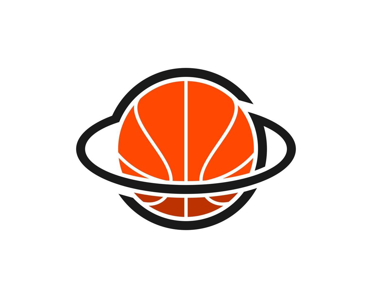 Planet rings with basket ball inside vector