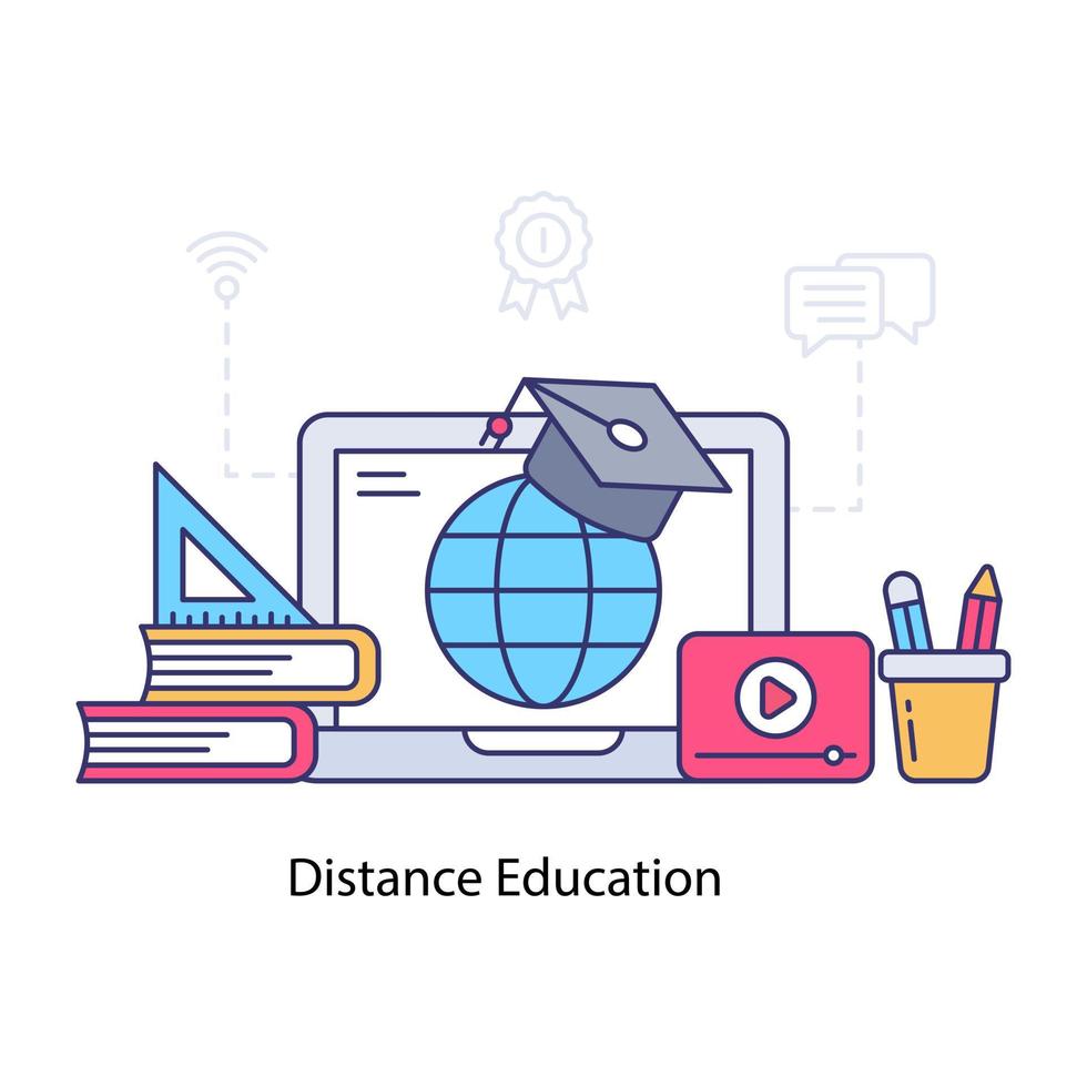 An illustration design of distance education vector