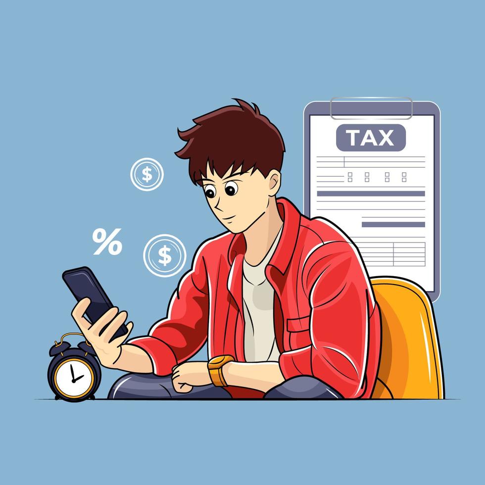 Tax payment concept with phone illustration free download vector