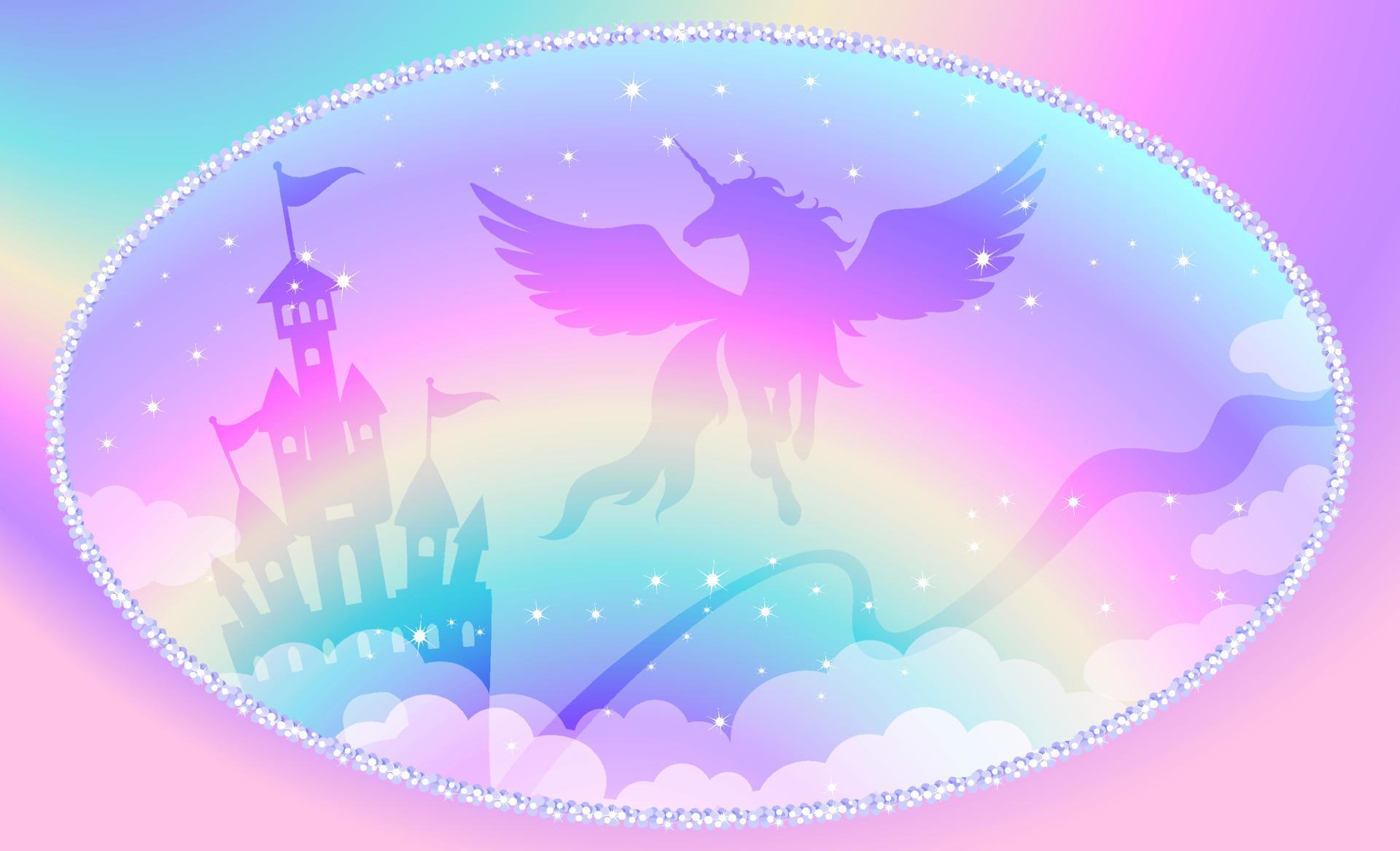 Fantasy background of magic rainbow sky with sparkles and glitter ...