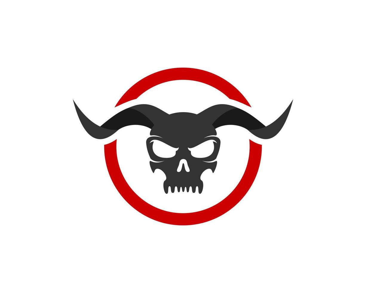 Circle shape with skull head and horn vector