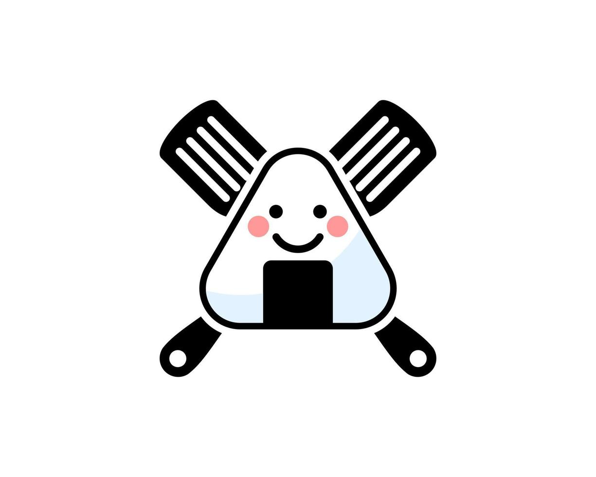 Cross spatula with japanese rice ball inside vector