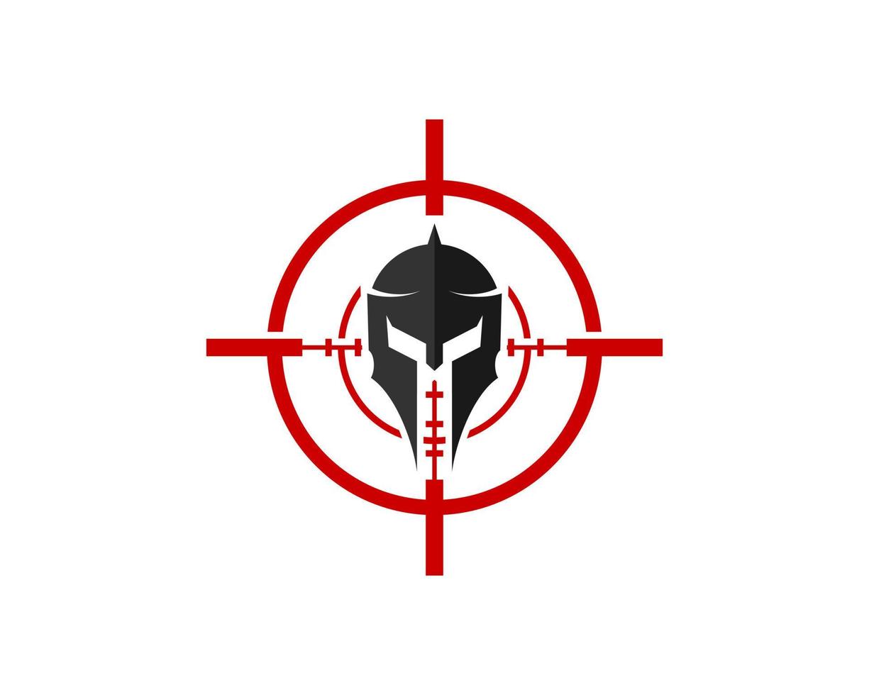 Red sniper symbol with spartan helmet inside vector