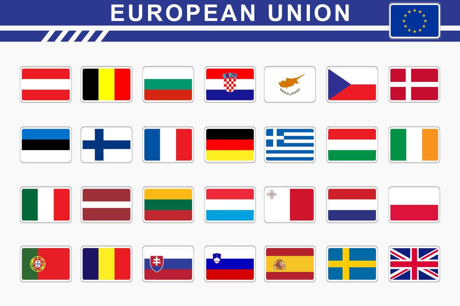Establecer la bandera de los países de la unión europea vector
