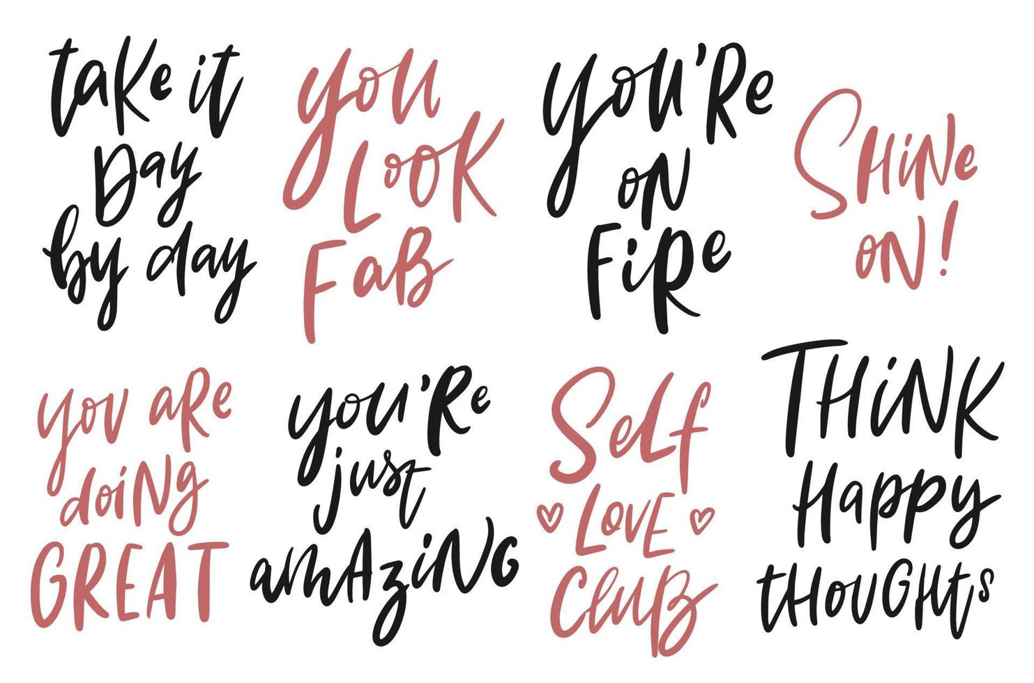 Set of hand lettering inspirational feminist quotes isolated on white background. Good for posters, pritns, cards, signs, stickers, etc. EPS 10 vector