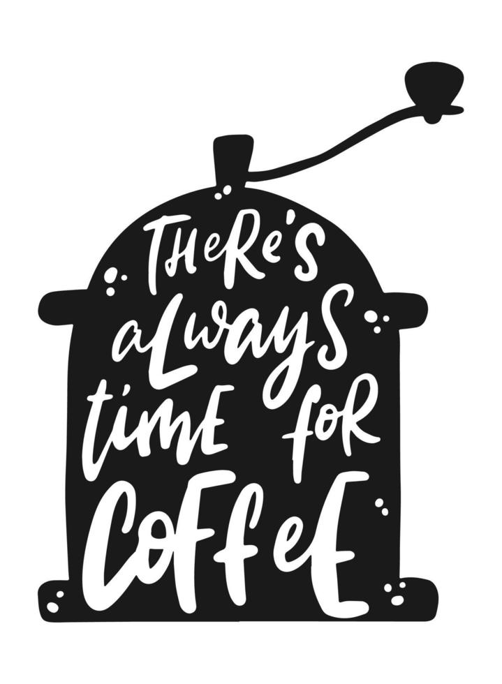 creative hand lettering quote 'There's always time for coffee' for stickers, prints, cards, signs, posters, banners, etc. EPS 10 vector