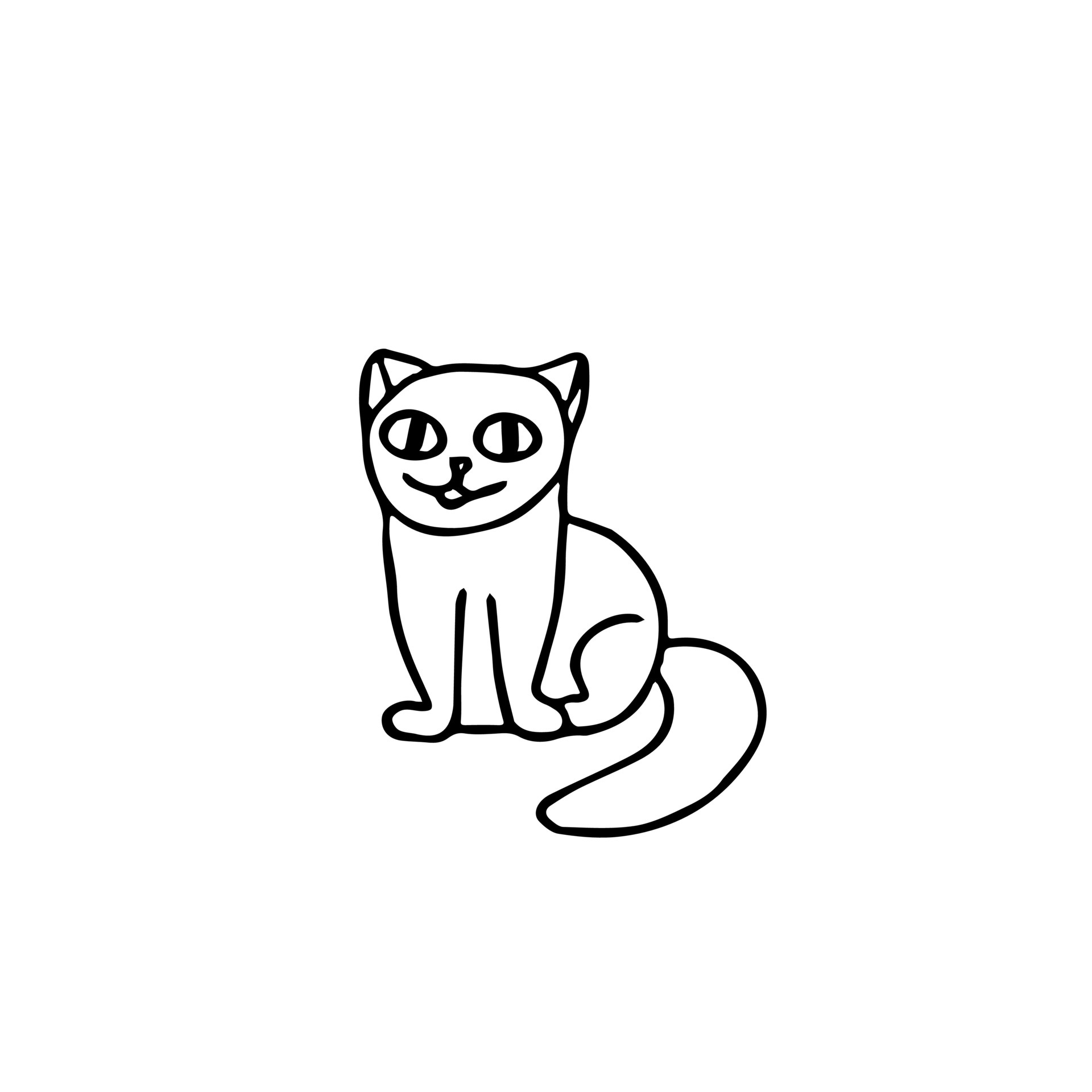 Cat icon. Outline vector illustration. Hand drawn style. Pets