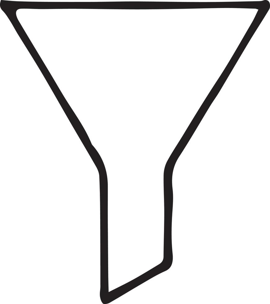 funnel icon. hand drawn doodle style. , minimalism monochrome laboratory glassware vector