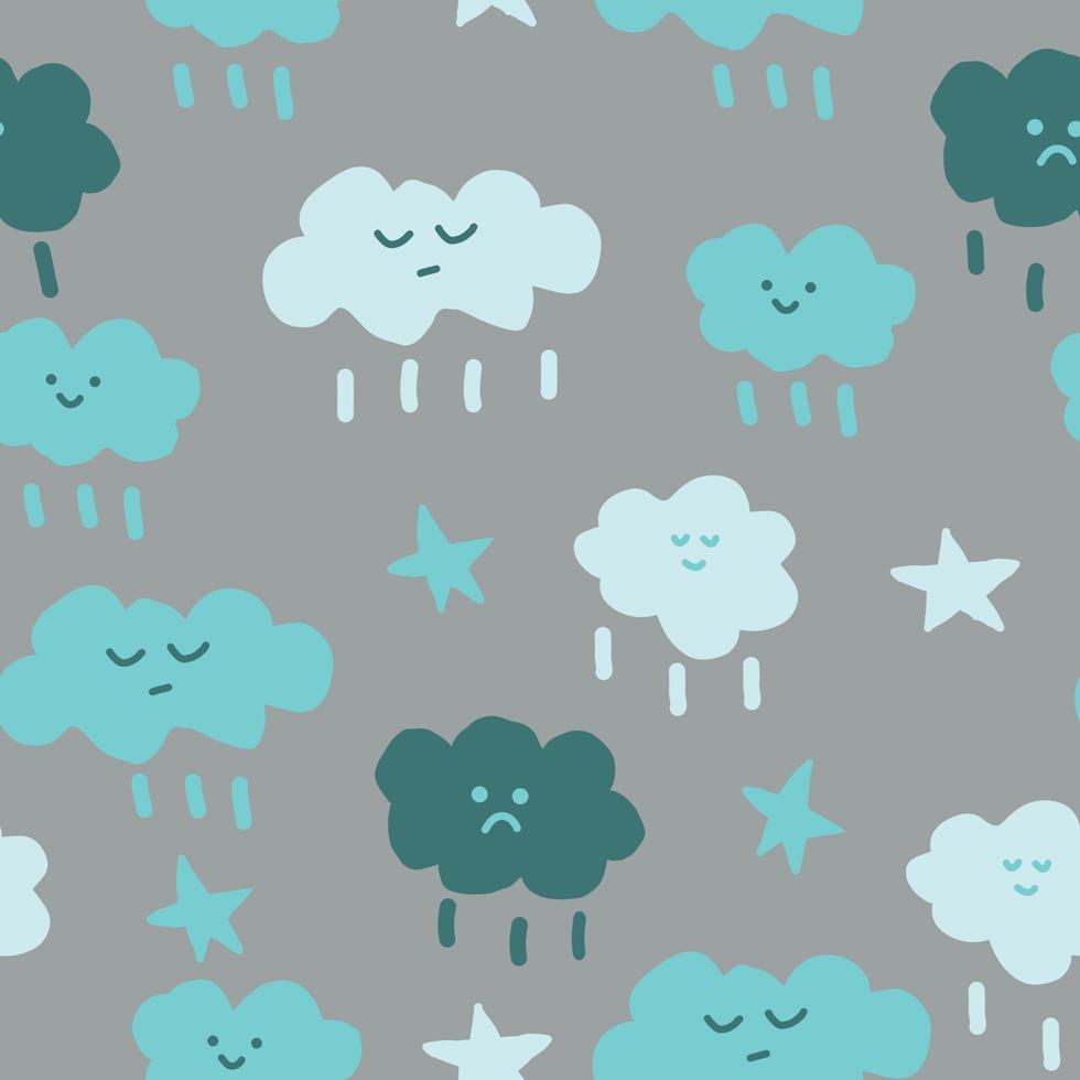 clouds seamless pattern. hand drawn doodle. cute baby print for textiles nurseri room, wrapping paper, wallpaper vector