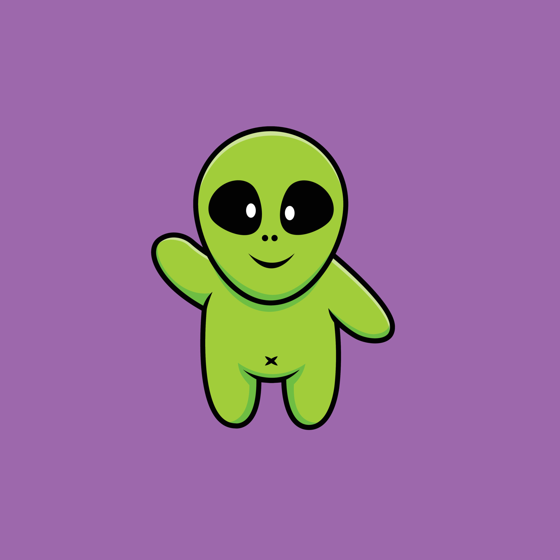 Design of cute alien waving hand on the planet 5054343 Vector Art