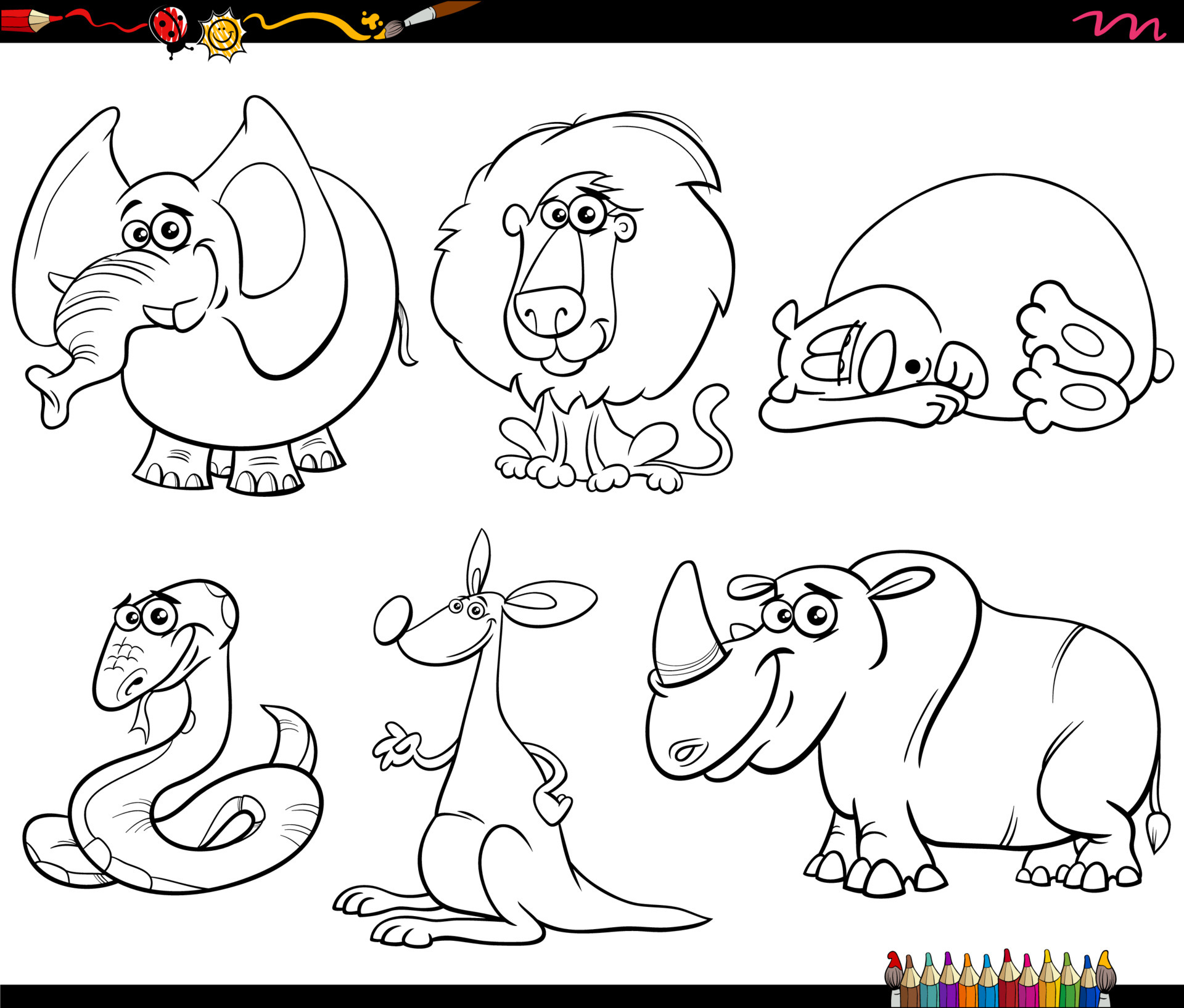 Group Of Wild Animals Coloring Pages