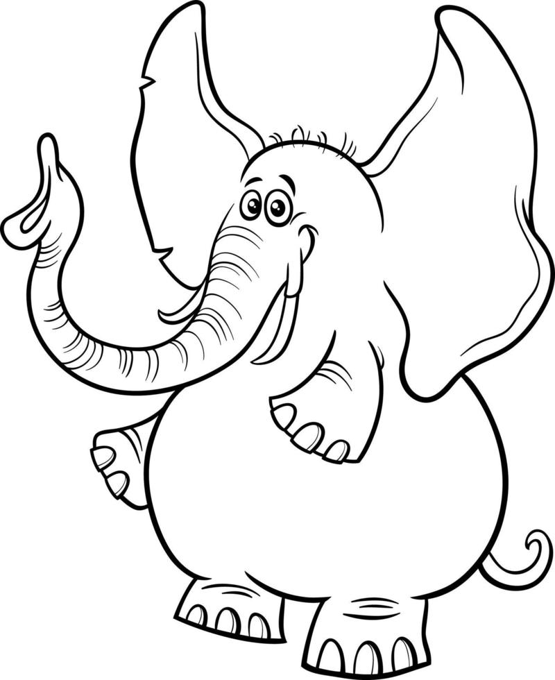 cartoon elephant animal character coloring book page 4998692 Vector Art