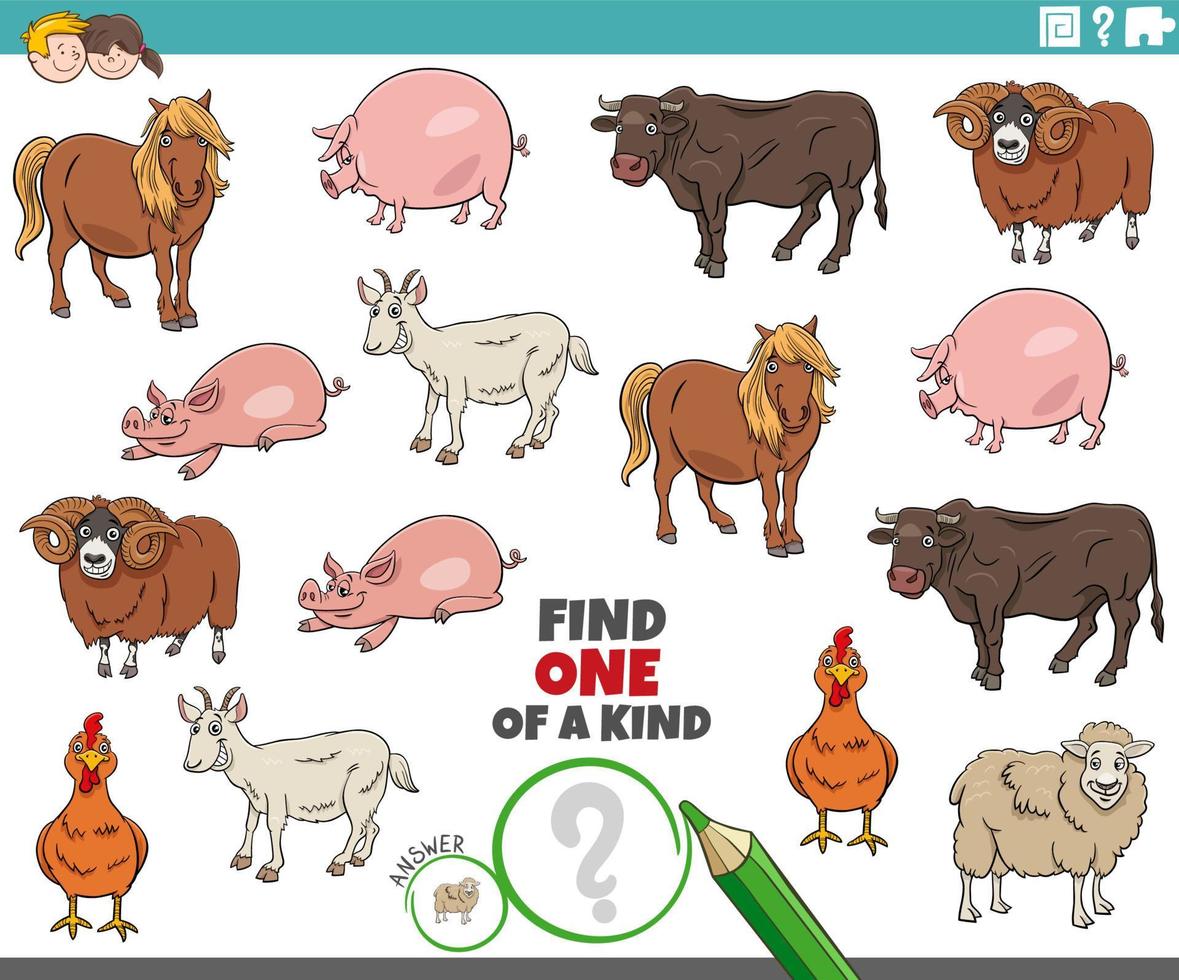 one of a kind task for children with cartoon farm animals 4998709 Vector Art at Vecteezy one of a kind task for children with cartoon farm animals 4998709 Vector Art at Vecteezy