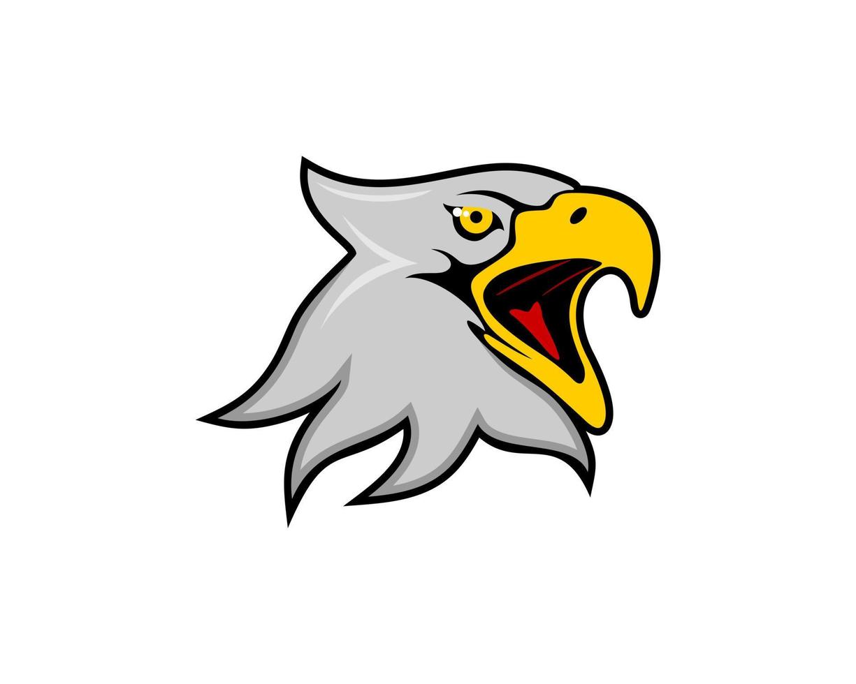 Cartoon eagle head with roar beak vector