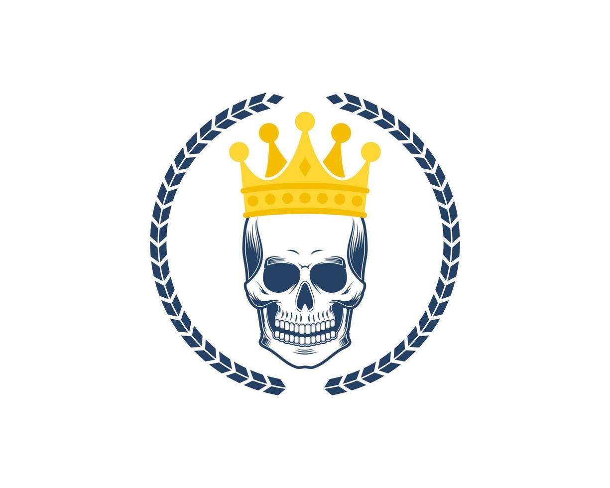 Circular wheat with skull and crown inside vector