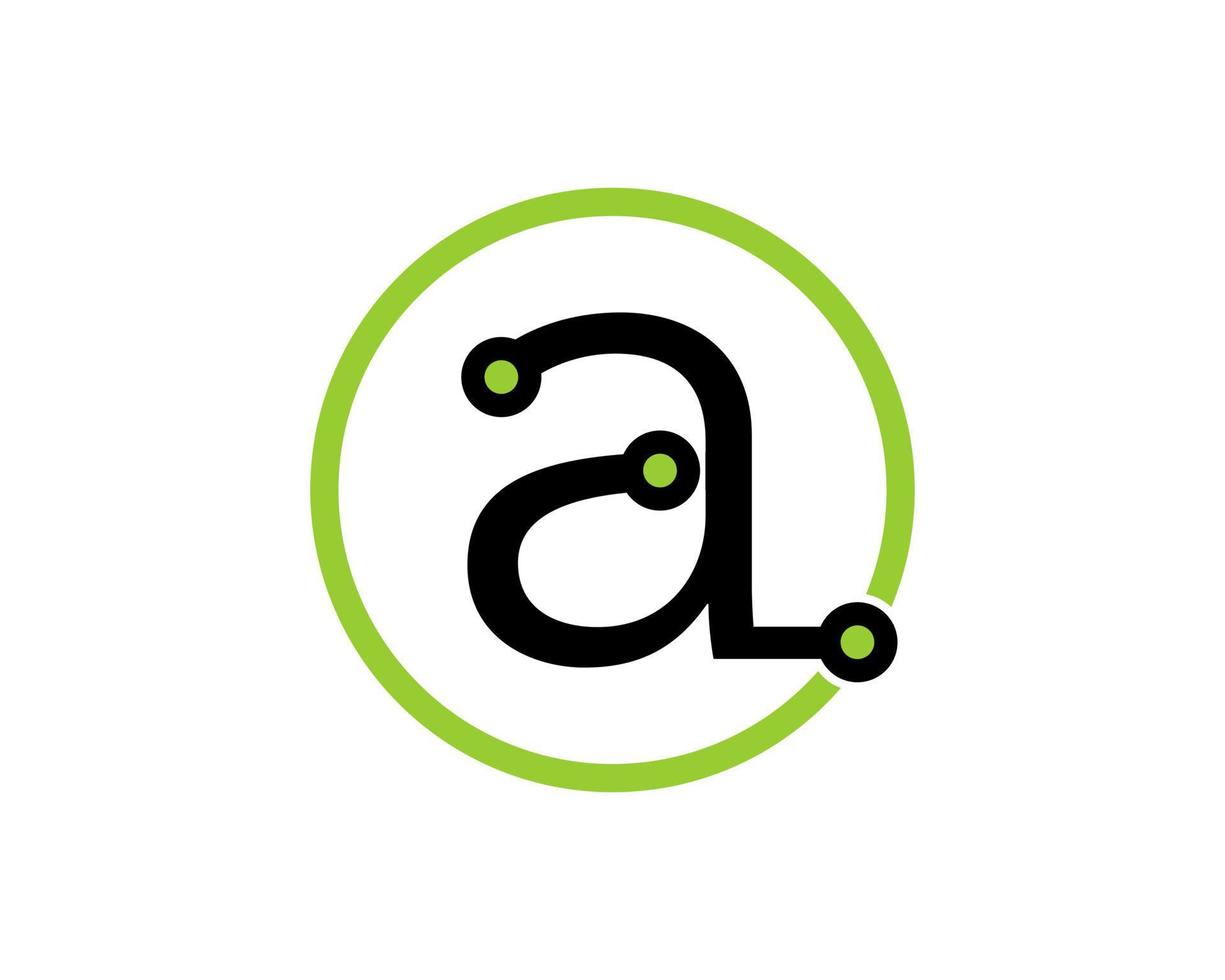 Circle shape with A letter initial circuit vector