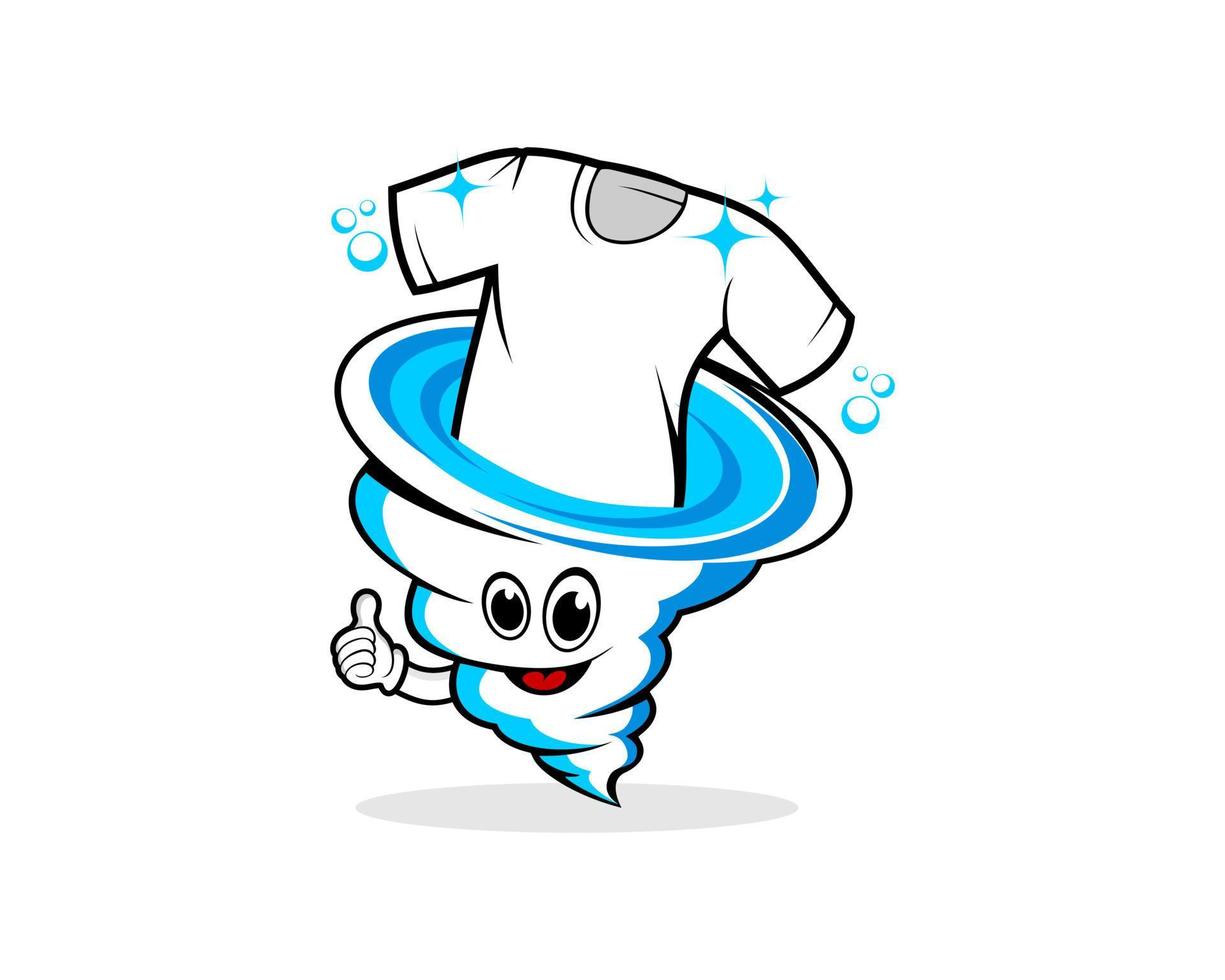 Laundry with cartoon twister and t-shirt vector