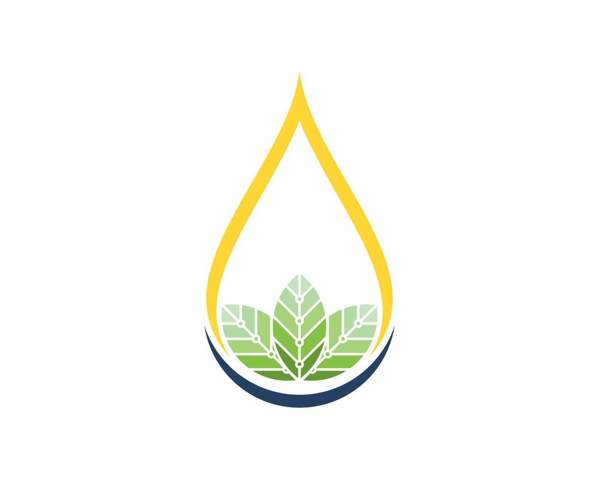 Abstract water drop with leaf and circuit technology vector