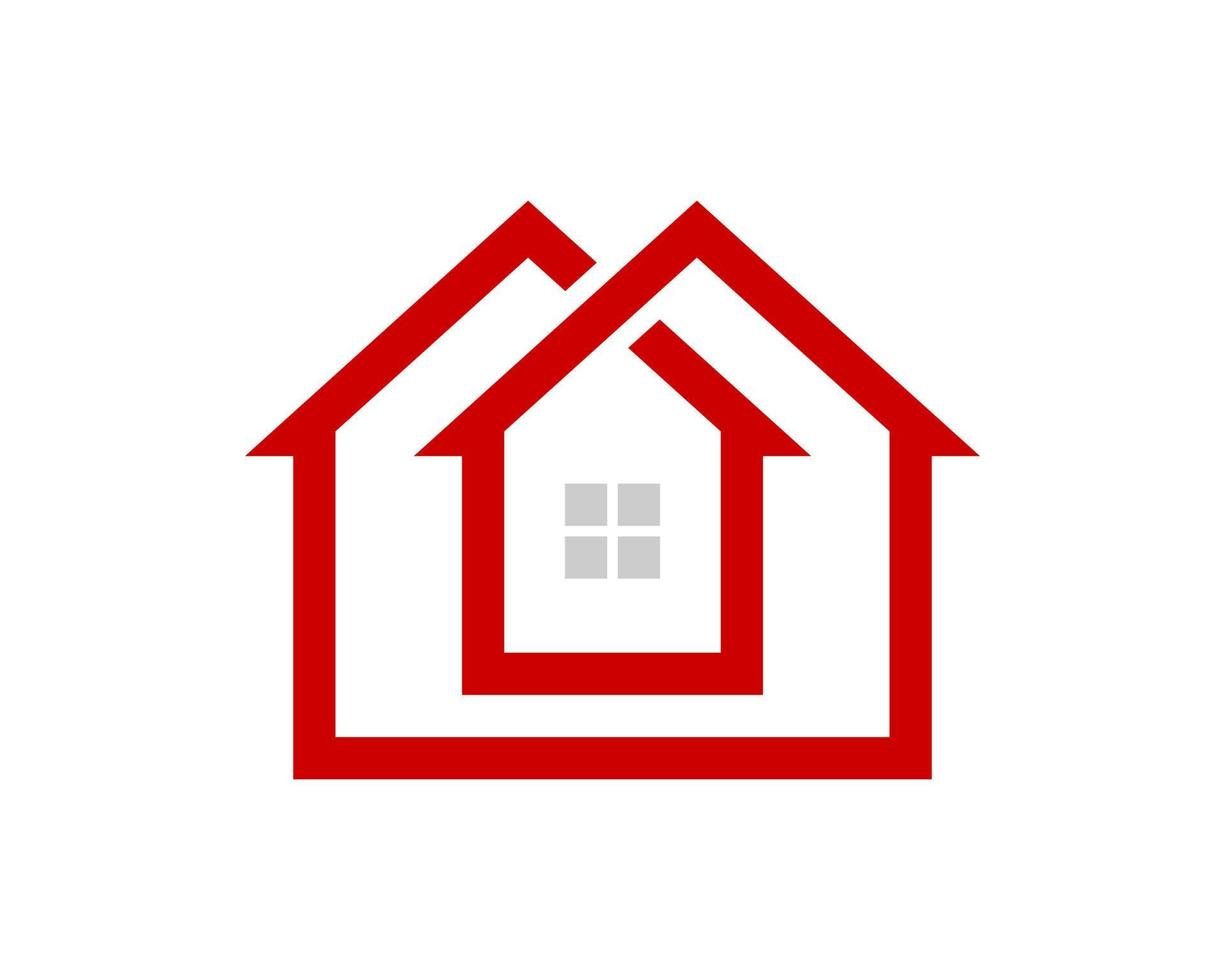 casa infinita simple en color rojo y ventana plateada vector
