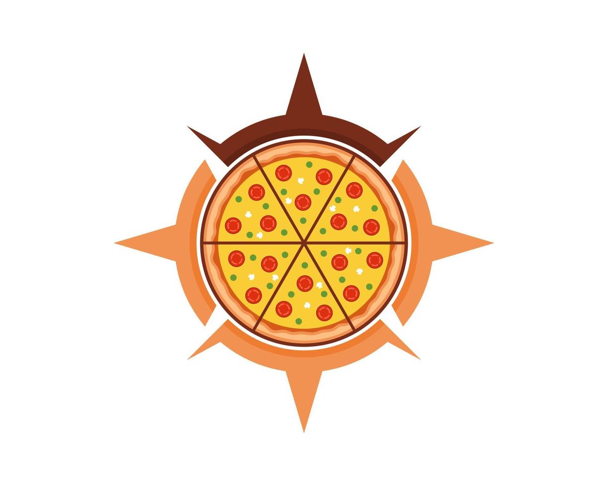 Pizza location in the compass shape vector