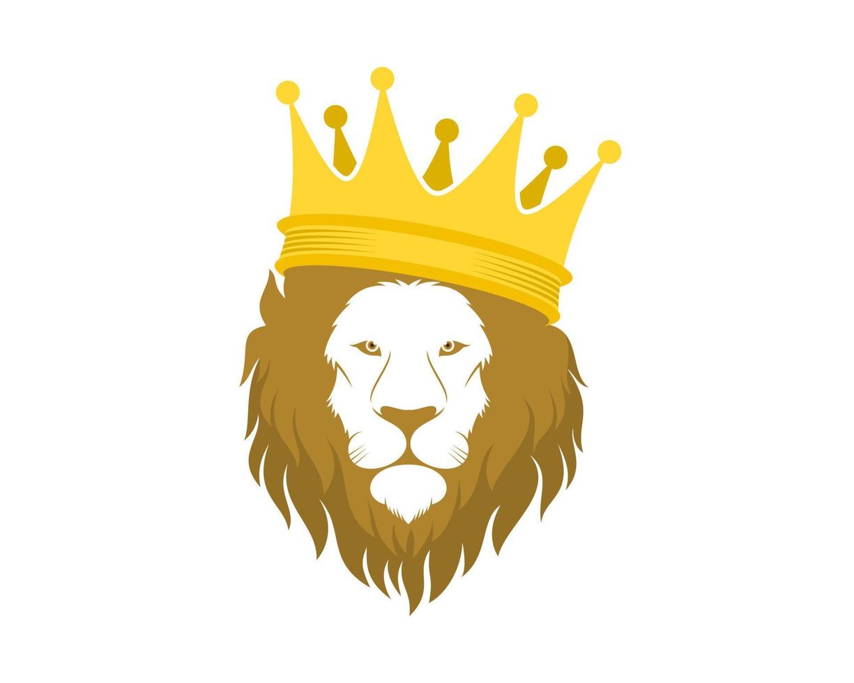 Lion head with king crown logo vector