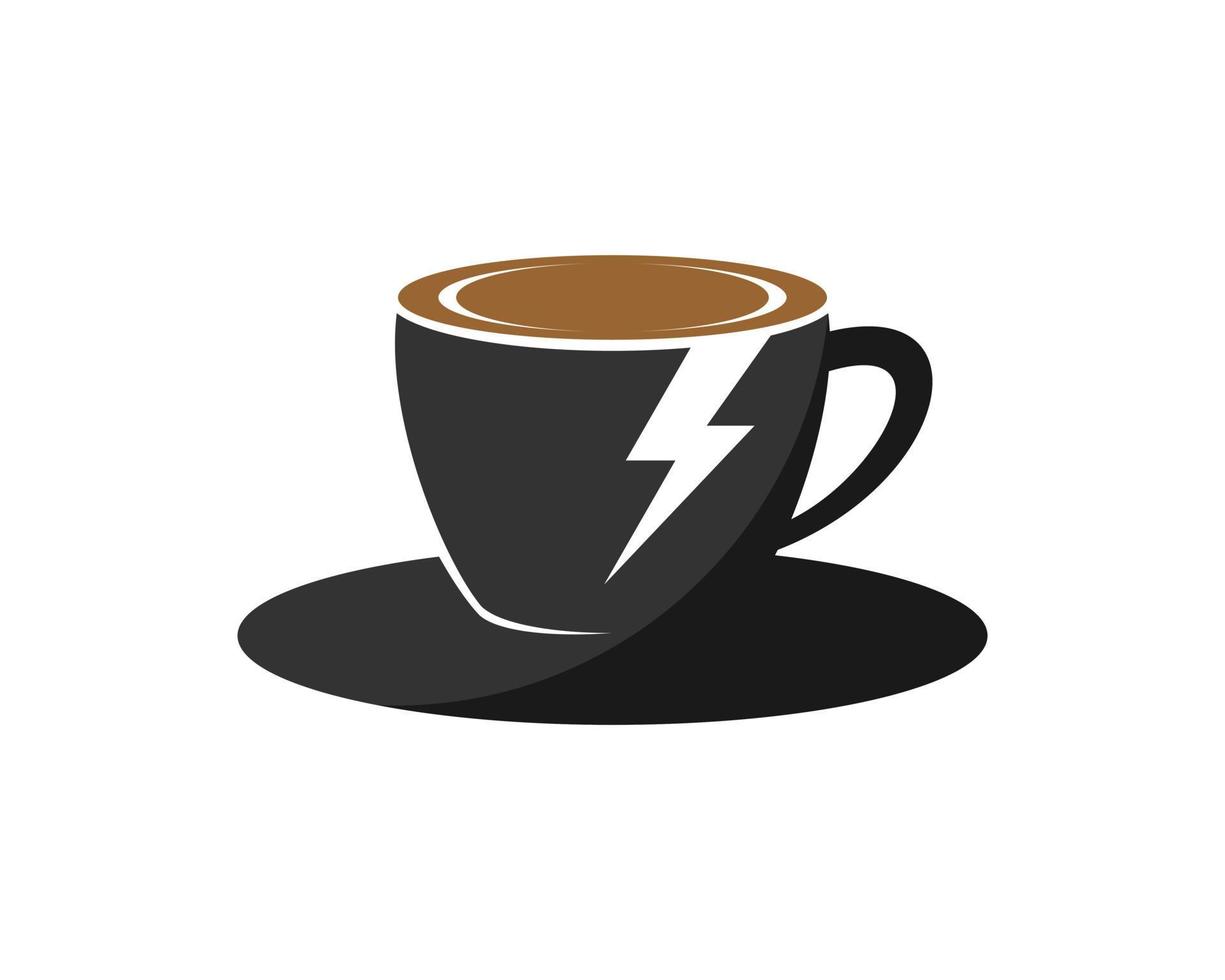 Simple cup of coffee with lightning symbol inside vector