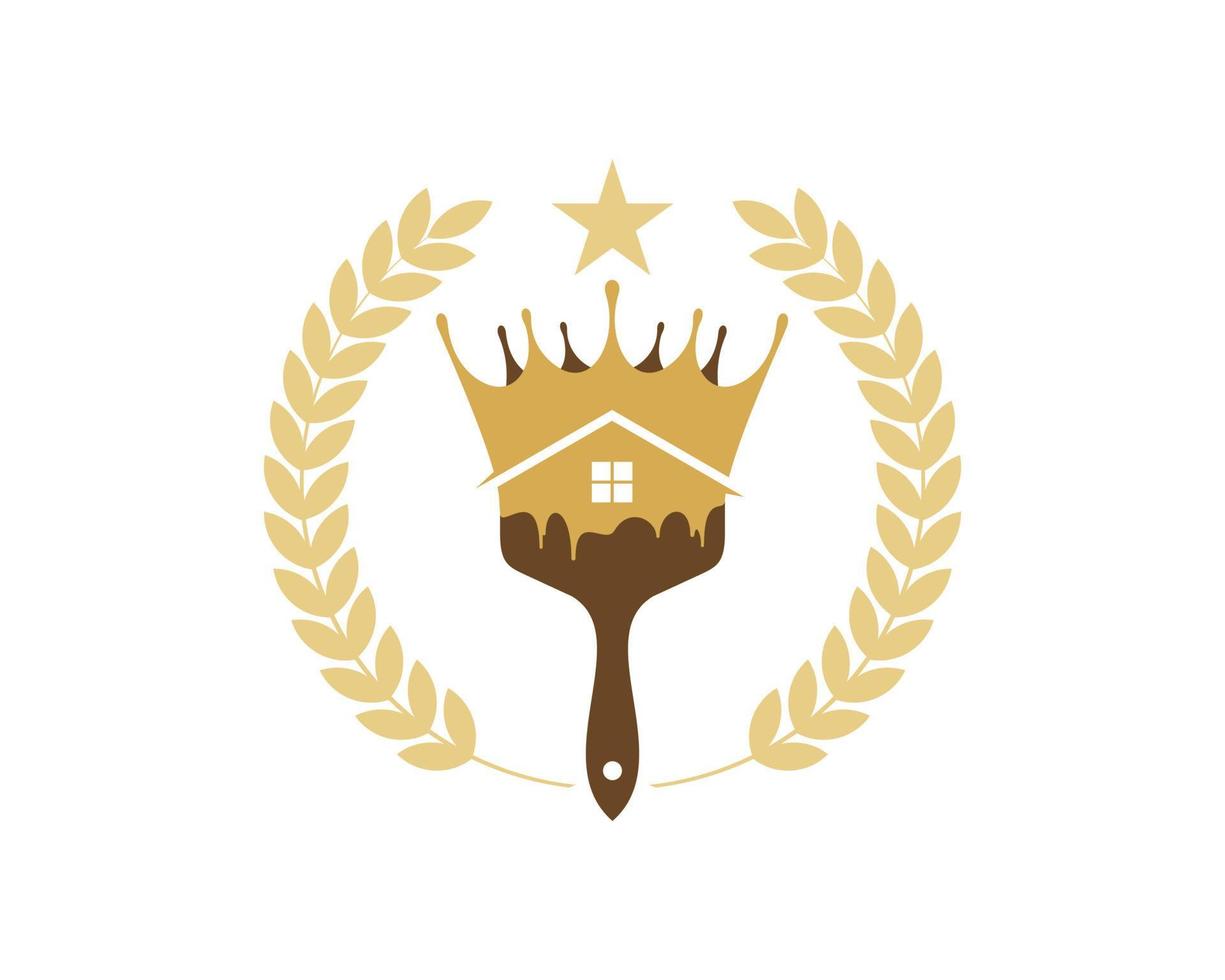Paint brush house and crown with circle wheat vector
