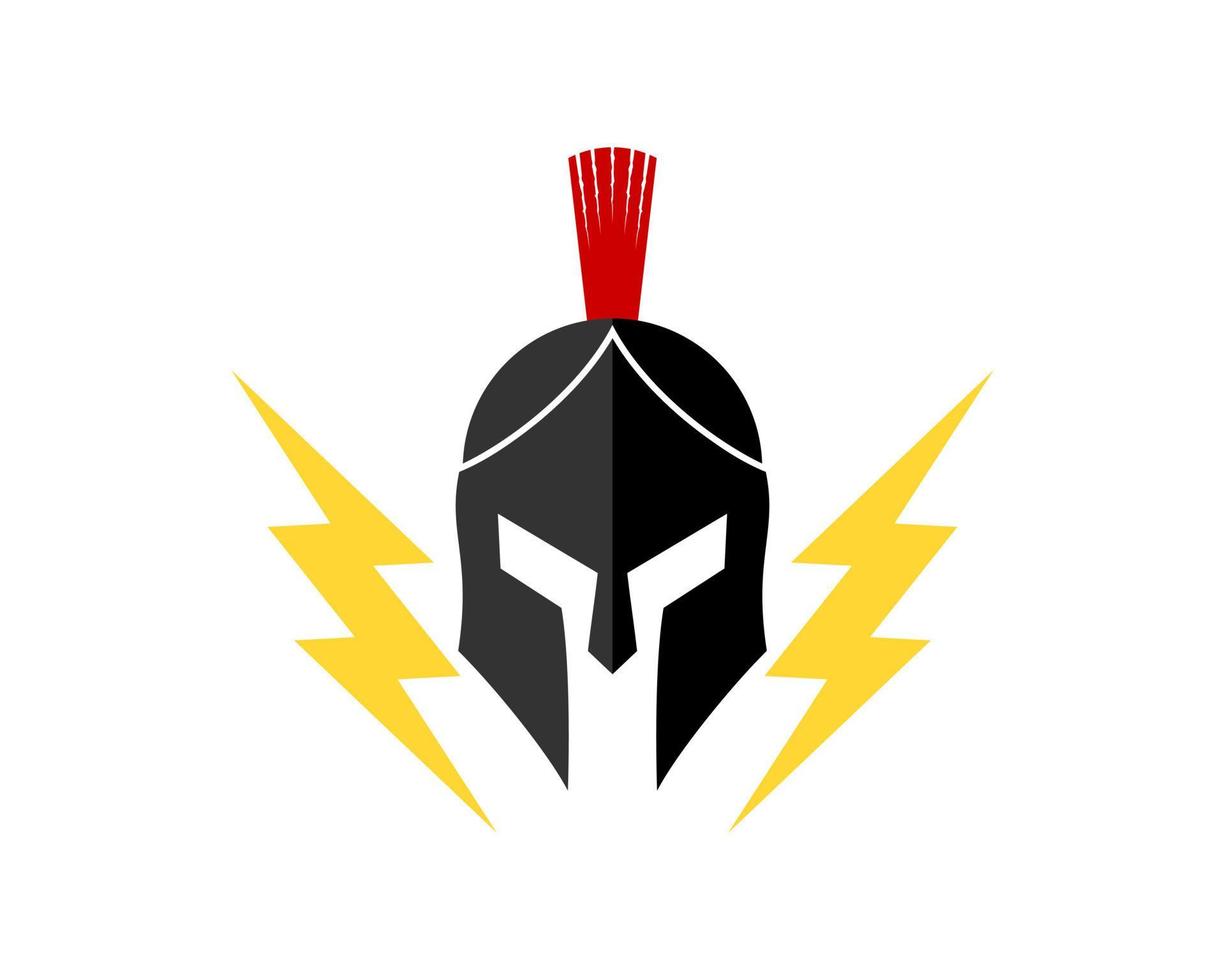 Spartan helmet with double lightning inside vector