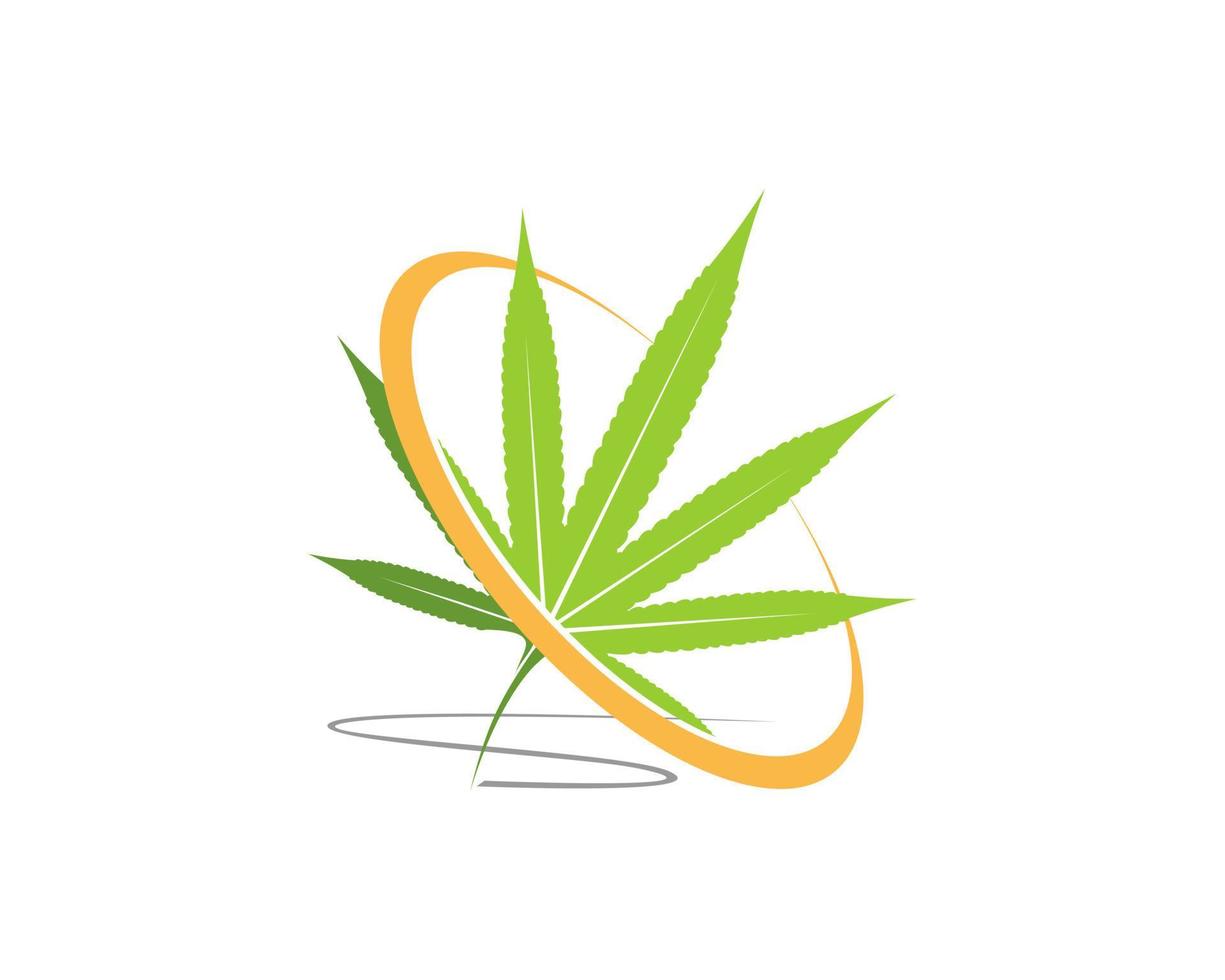 hoja de cannabis con swoosh vector