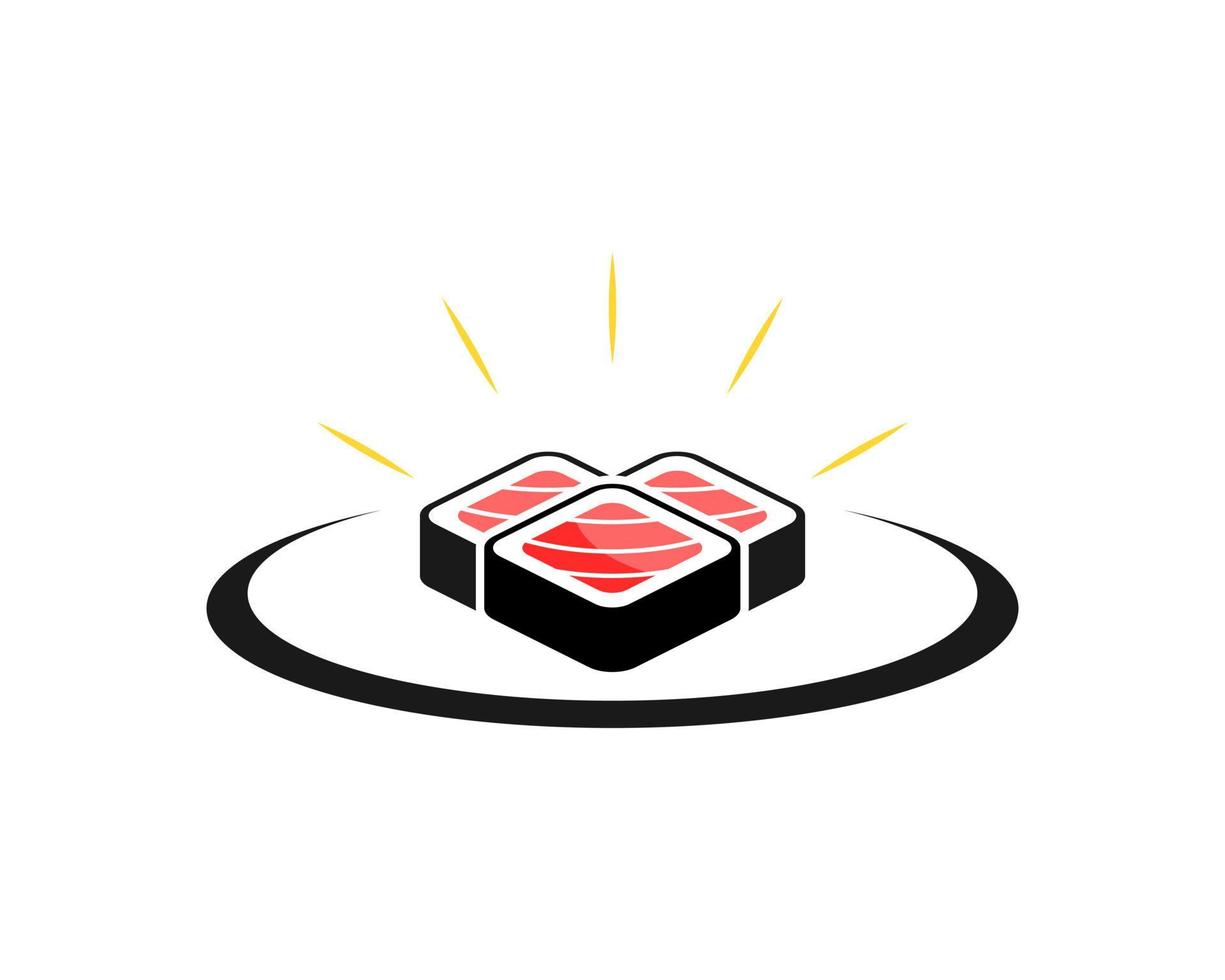 Three japanese sushi on the plate with shinning shine on the top vector