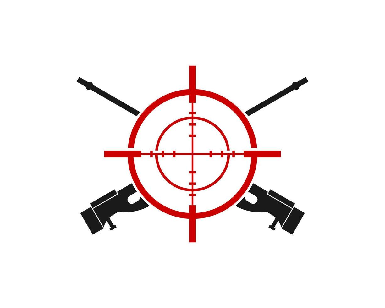 Riffle de aire cruzado con símbolo de francotirador en el interior vector