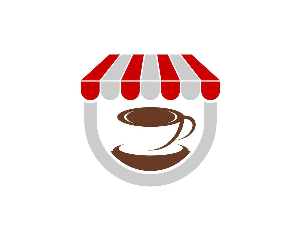 Simple shop with cup of coffee inside vector